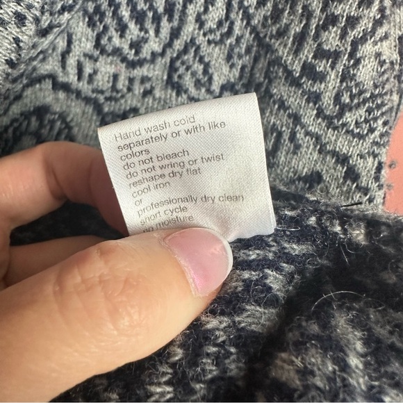 Mary made in Italy wool blend cardigan cowl neck sweater navy & gray medium - Picture 6 of 9